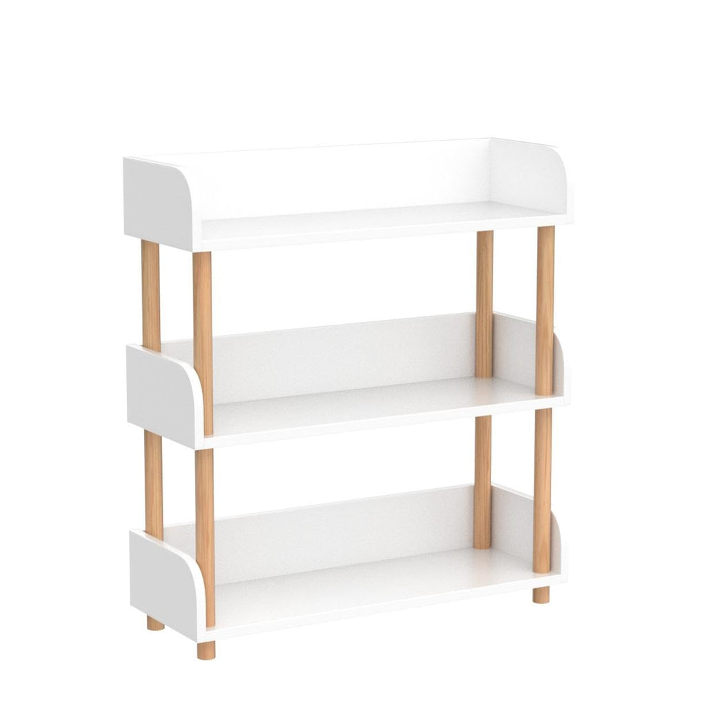 OSCHF 3-Tier Wooden Open Bookcase - Modern Display Bookshelf with Top Edge and Solid Wood Frame for Home and Office, Storage Cabinet, Oak