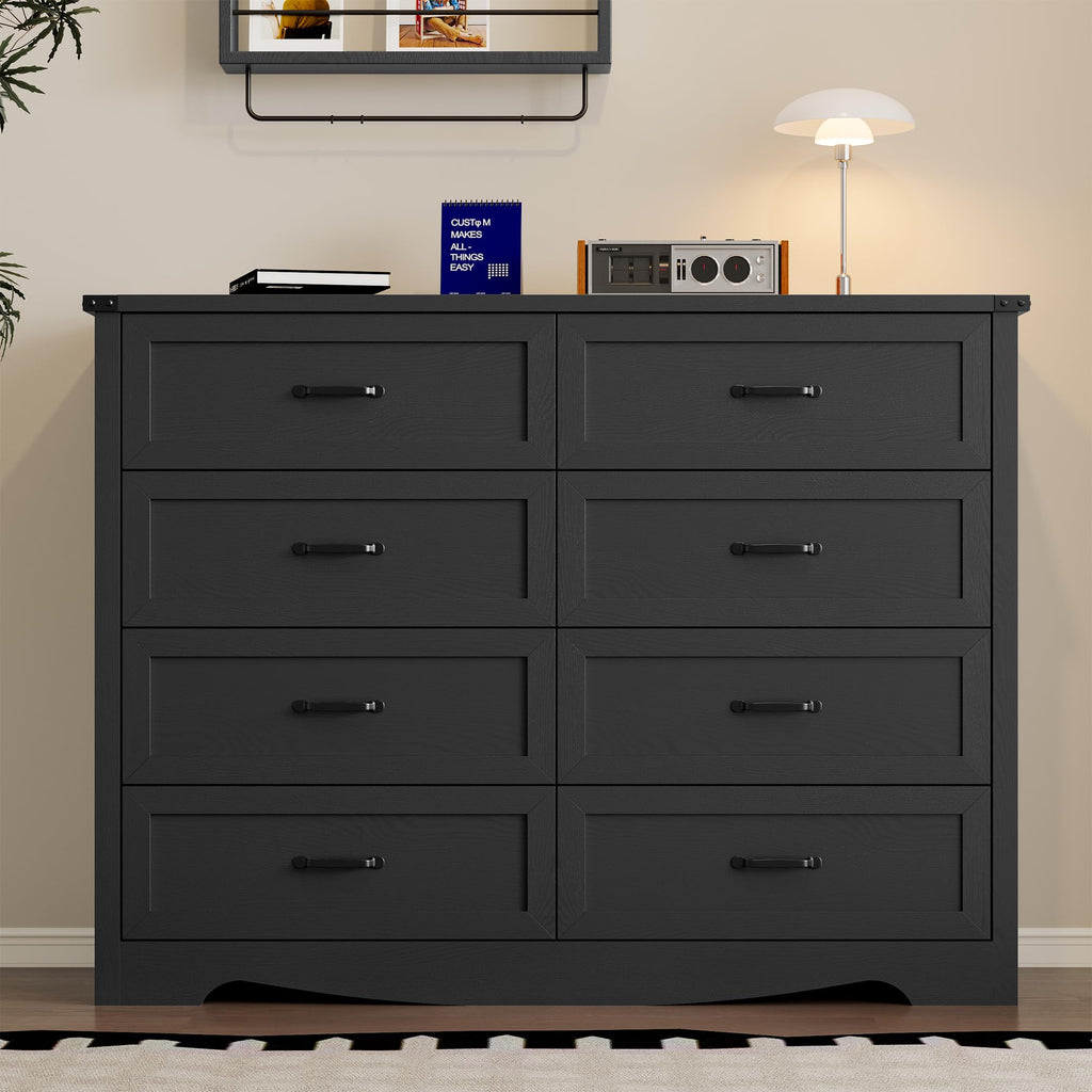 BORNOON 9-Drawer Dresser for Bedroom, Modern Wooden Chest of Drawers with Metal Handles, Anti-Tipping Design, Sturdy and Stable Storage Organizer for Living Room, Entryway, Home Office