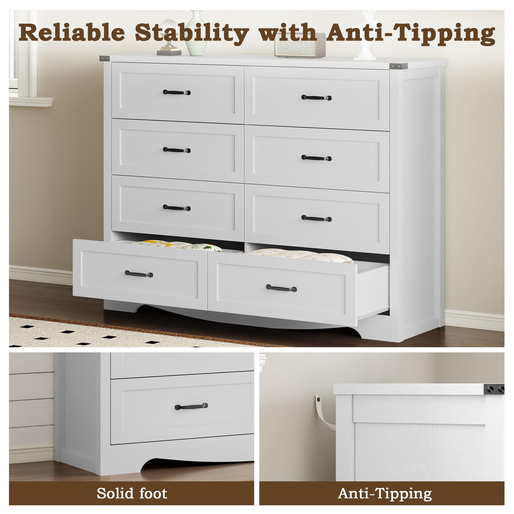 BORNOON 9-Drawer Dresser for Bedroom, Modern Wooden Chest of Drawers with Metal Handles, Anti-Tipping Design, Sturdy and Stable Storage Organizer for Living Room, Entryway, Home Office