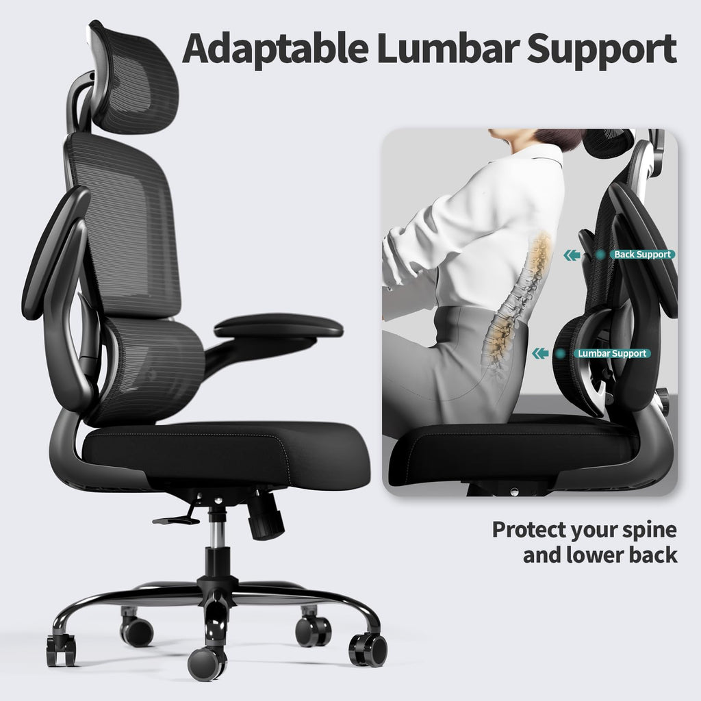 TRALT Office Chair Ergonomic Desk Chair, 330 LBS Home Mesh Office Desk Chairs with Wheels, Comfortable Gaming Chairs (White)