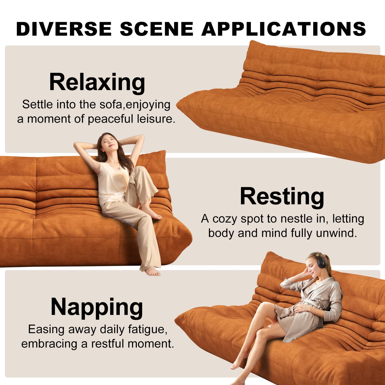 Snug Sofee Bean Bag Chairs for Adults, Bean Bag Sofa - Adult Size with Soft Waterproof Fabric for Living Room, Apartments, Reading Corner, Gaming, and Movie Venue (Gray)