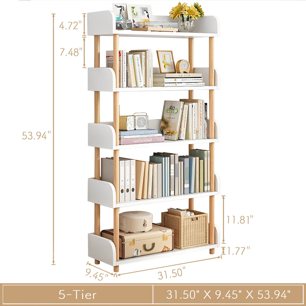 OSCHF 3-Tier Wooden Open Bookcase - Modern Display Bookshelf with Top Edge and Solid Wood Frame for Home and Office, Storage Cabinet, Oak