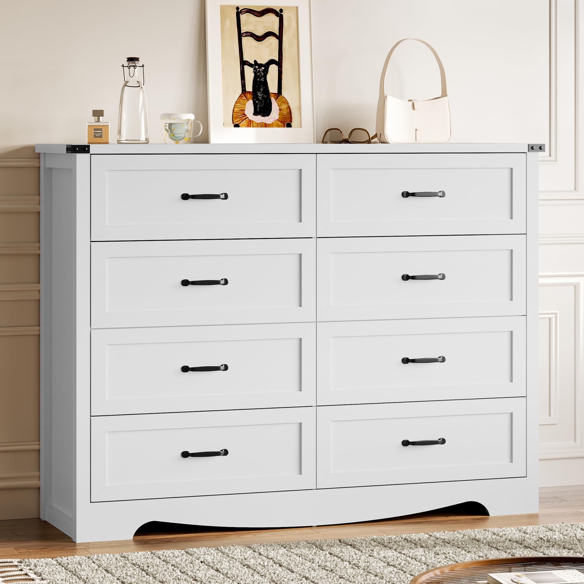 BORNOON 9-Drawer Dresser for Bedroom, Modern Wooden Chest of Drawers with Metal Handles, Anti-Tipping Design, Sturdy and Stable Storage Organizer for Living Room, Entryway, Home Office
