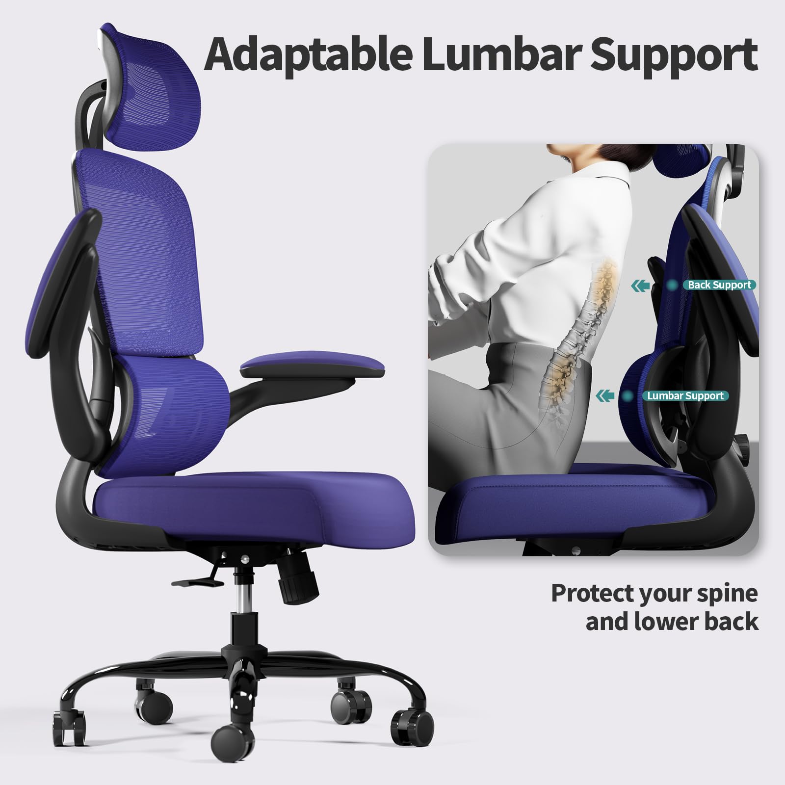TRALT Office Chair Ergonomic Desk Chair, 330 LBS Home Mesh Office Desk Chairs with Wheels, Comfortable Gaming Chairs (White)