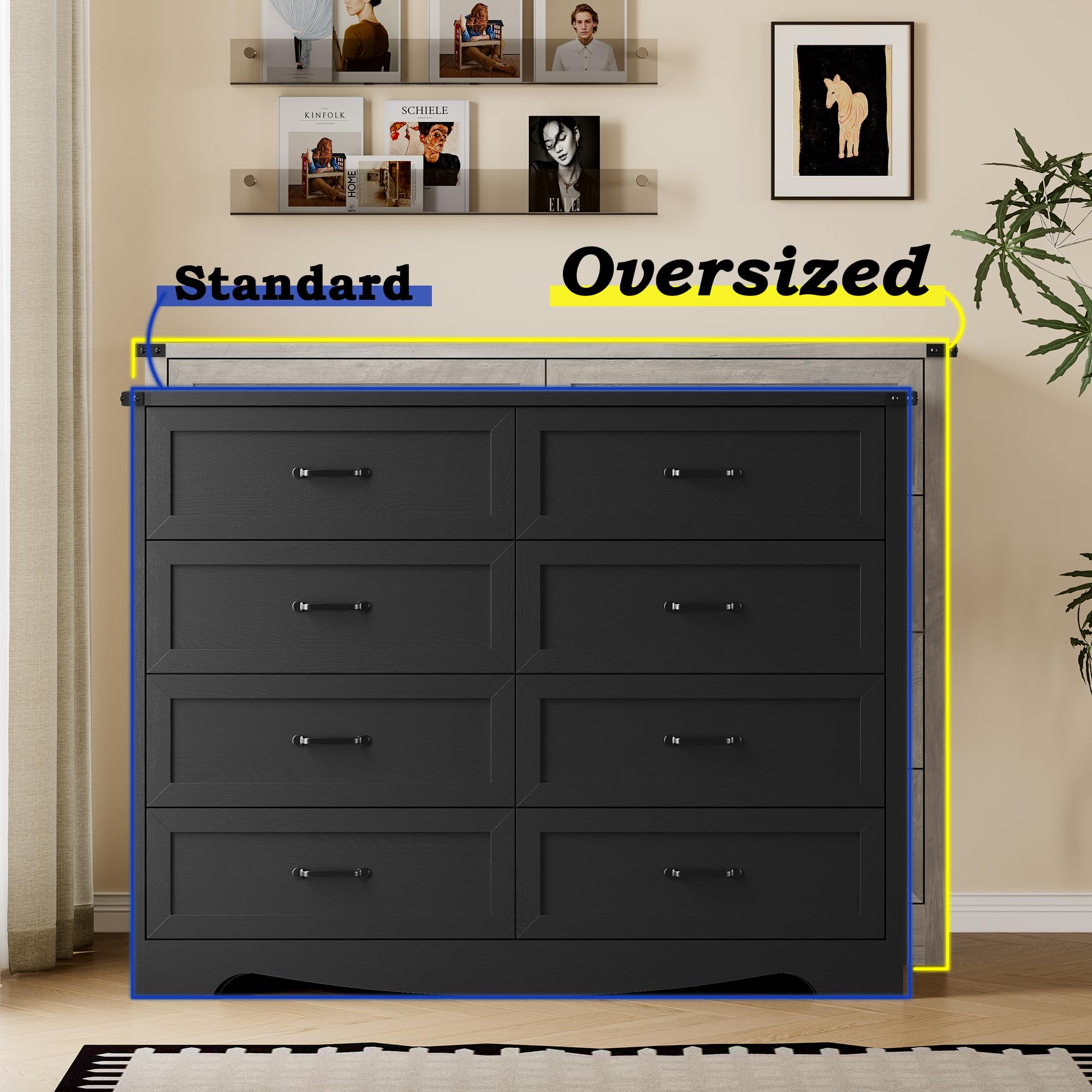 BORNOON 9-Drawer Dresser for Bedroom, Modern Wooden Chest of Drawers with Metal Handles, Anti-Tipping Design, Sturdy and Stable Storage Organizer for Living Room, Entryway, Home Office