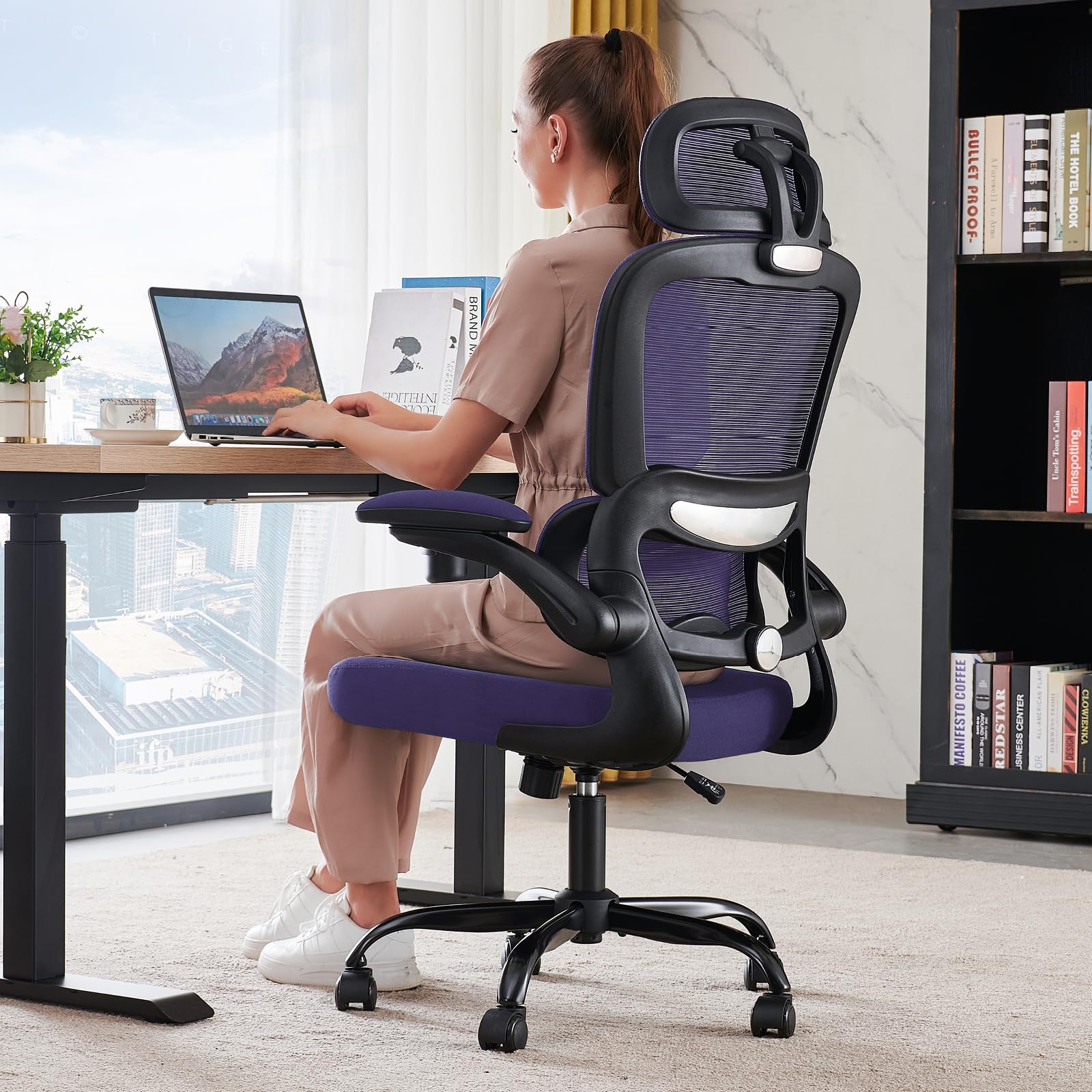 TRALT Office Chair Ergonomic Desk Chair, 330 LBS Home Mesh Office Desk Chairs with Wheels, Comfortable Gaming Chairs (White)