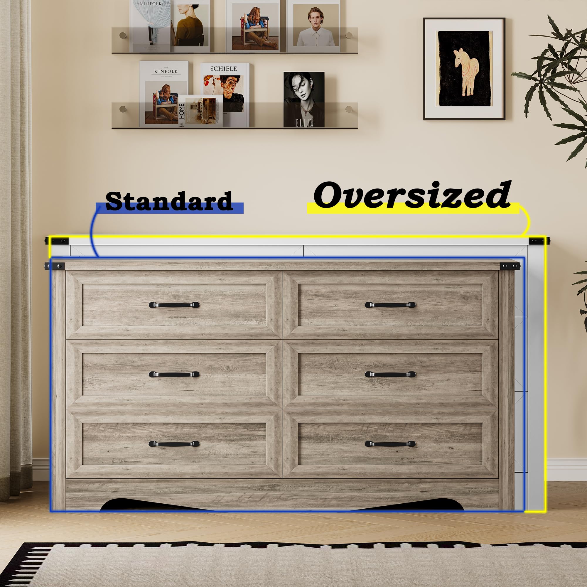 BORNOON 9-Drawer Dresser for Bedroom, Modern Wooden Chest of Drawers with Metal Handles, Anti-Tipping Design, Sturdy and Stable Storage Organizer for Living Room, Entryway, Home Office