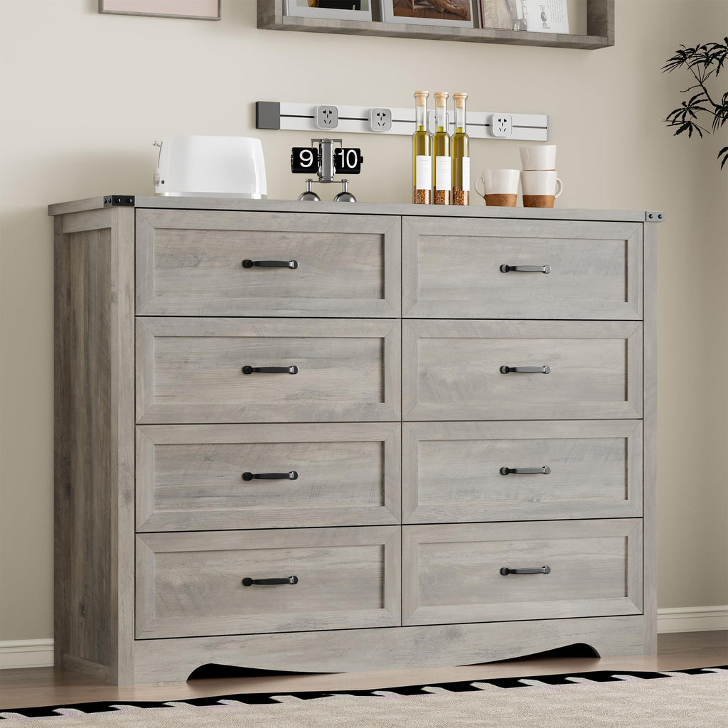 BORNOON 9-Drawer Dresser for Bedroom, Modern Wooden Chest of Drawers with Metal Handles, Anti-Tipping Design, Sturdy and Stable Storage Organizer for Living Room, Entryway, Home Office