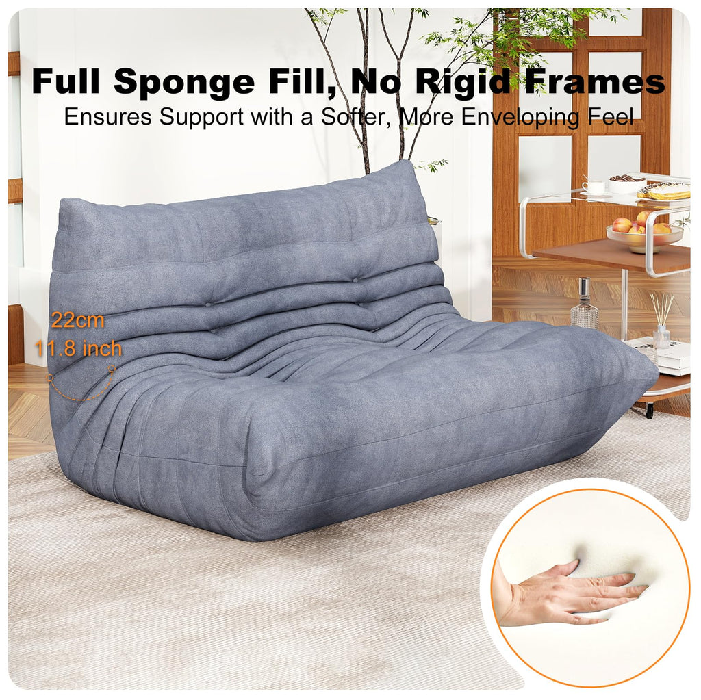 Snug Sofee Bean Bag Chairs for Adults, Bean Bag Sofa - Adult Size with Soft Waterproof Fabric for Living Room, Apartments, Reading Corner, Gaming, and Movie Venue (Gray)