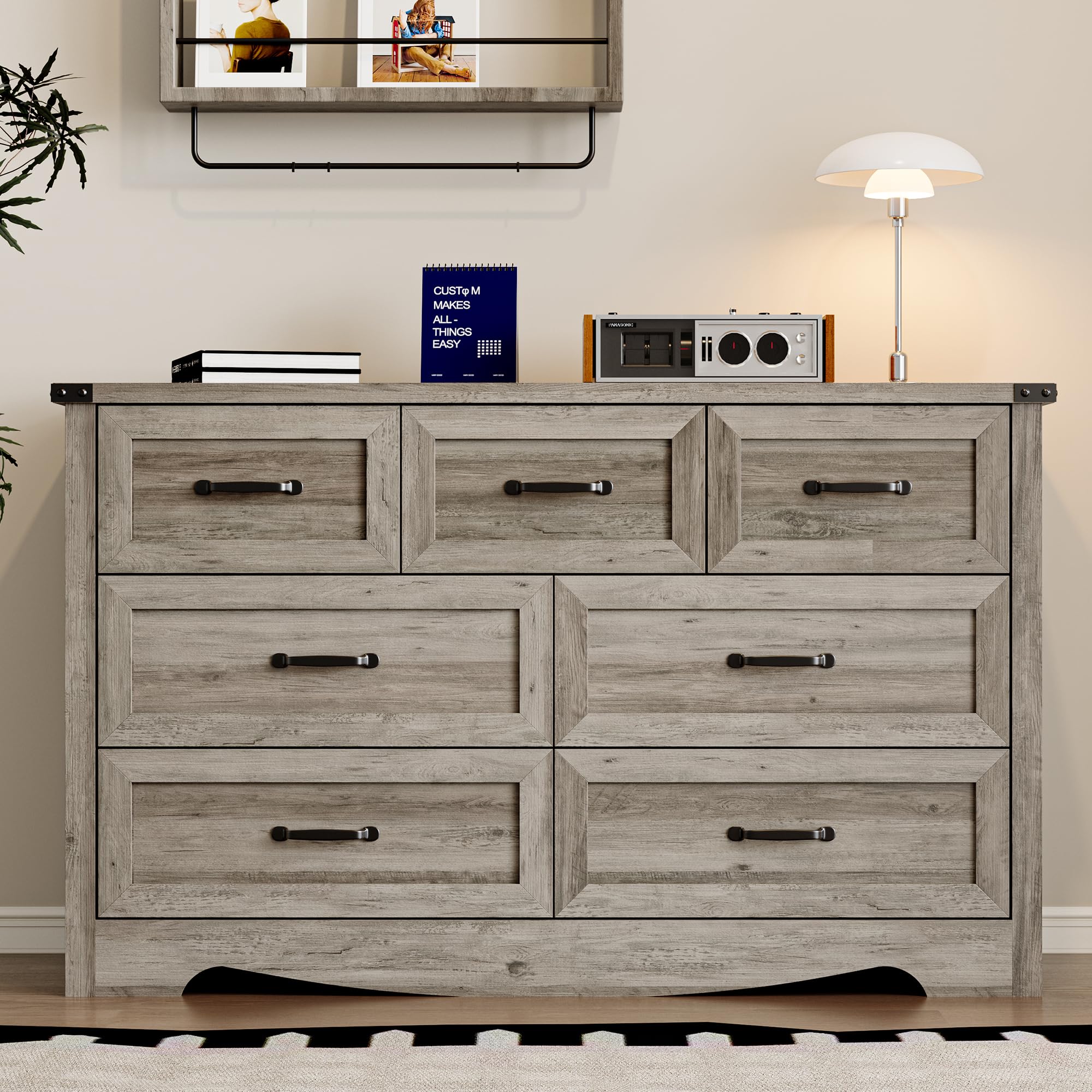 BORNOON 9-Drawer Dresser for Bedroom, Modern Wooden Chest of Drawers with Metal Handles, Anti-Tipping Design, Sturdy and Stable Storage Organizer for Living Room, Entryway, Home Office