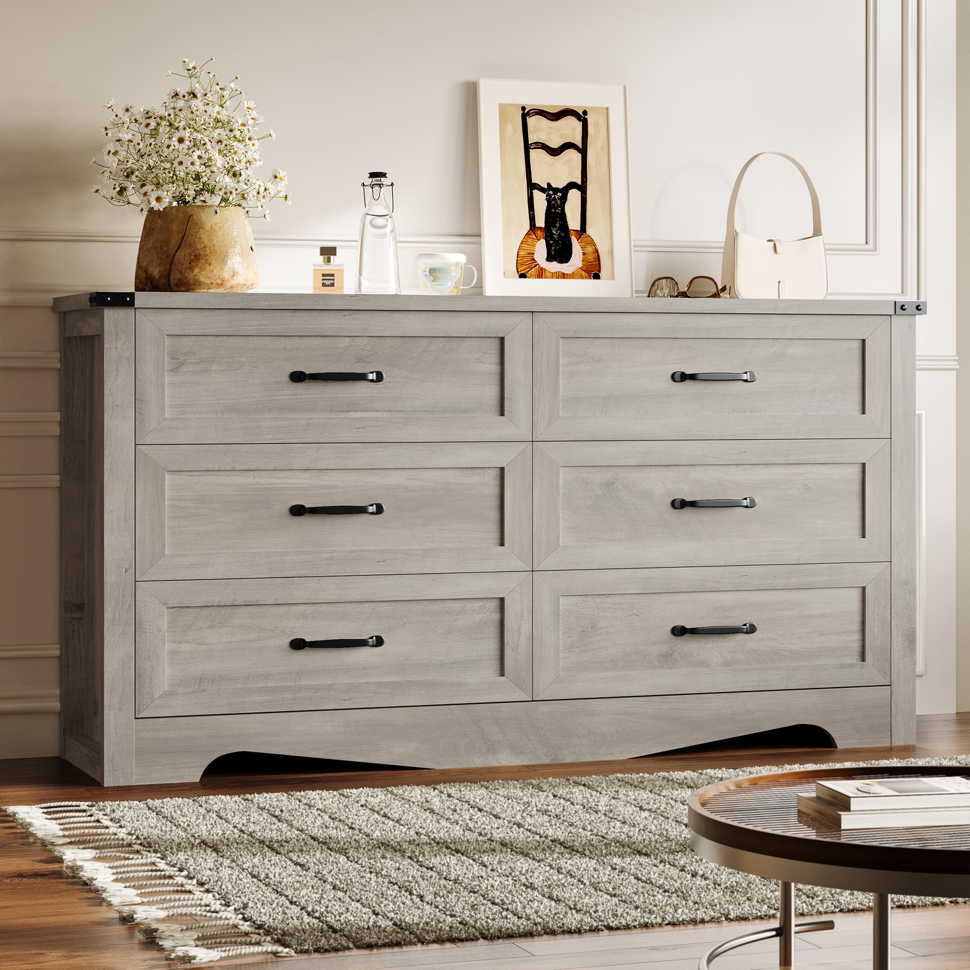 BORNOON 9-Drawer Dresser for Bedroom, Modern Wooden Chest of Drawers with Metal Handles, Anti-Tipping Design, Sturdy and Stable Storage Organizer for Living Room, Entryway, Home Office