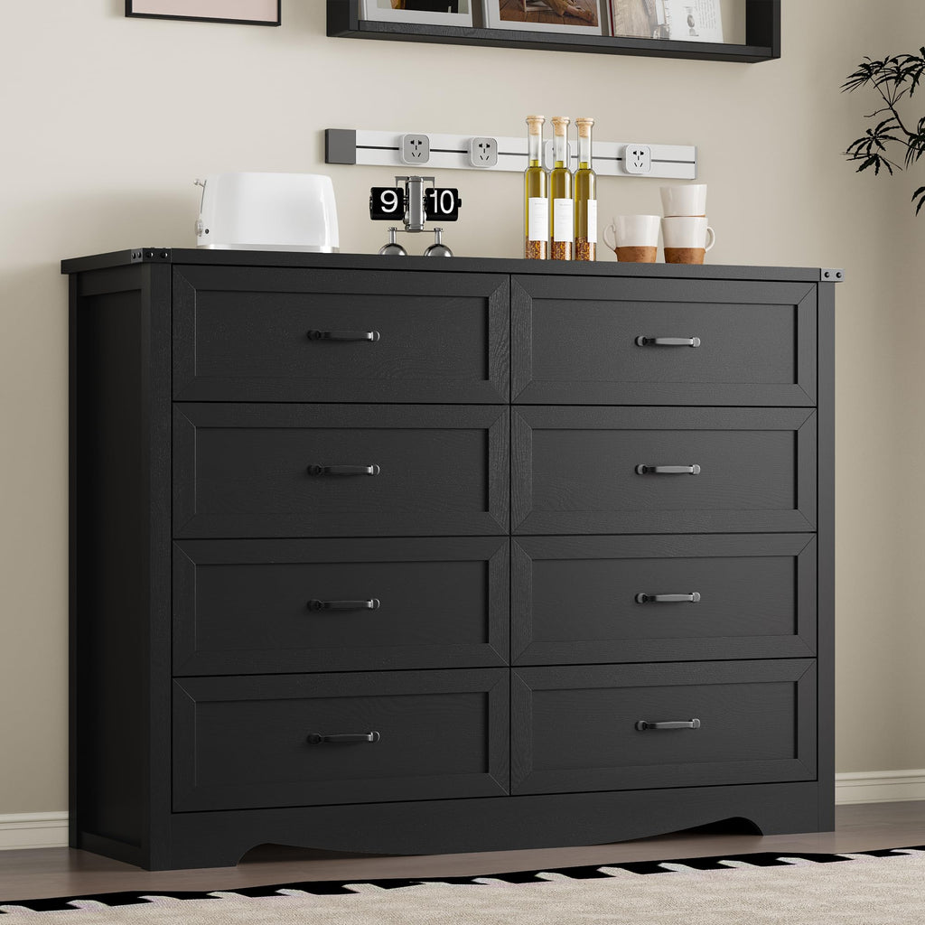 BORNOON 9-Drawer Dresser for Bedroom, Modern Wooden Chest of Drawers with Metal Handles, Anti-Tipping Design, Sturdy and Stable Storage Organizer for Living Room, Entryway, Home Office
