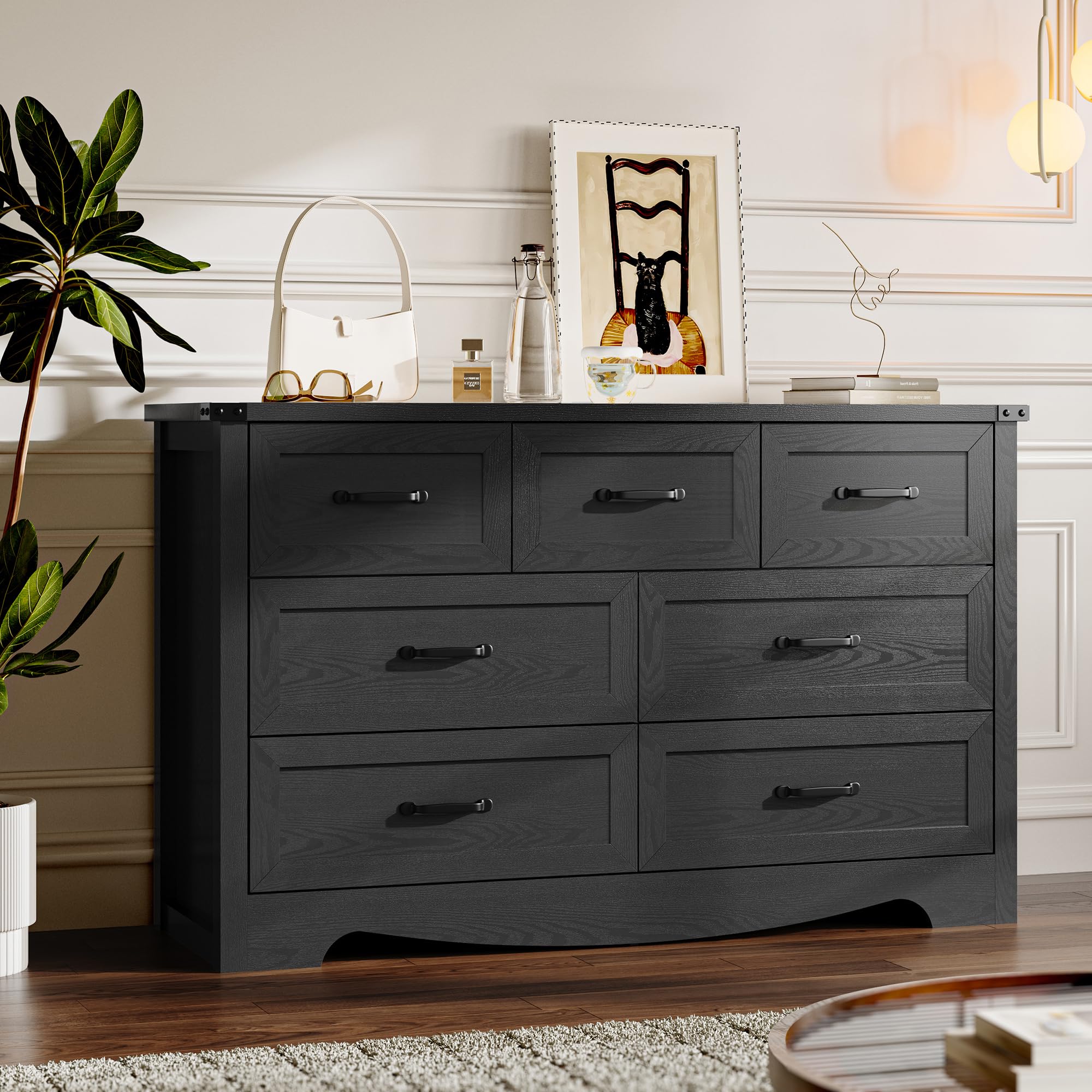 BORNOON 9-Drawer Dresser for Bedroom, Modern Wooden Chest of Drawers with Metal Handles, Anti-Tipping Design, Sturdy and Stable Storage Organizer for Living Room, Entryway, Home Office