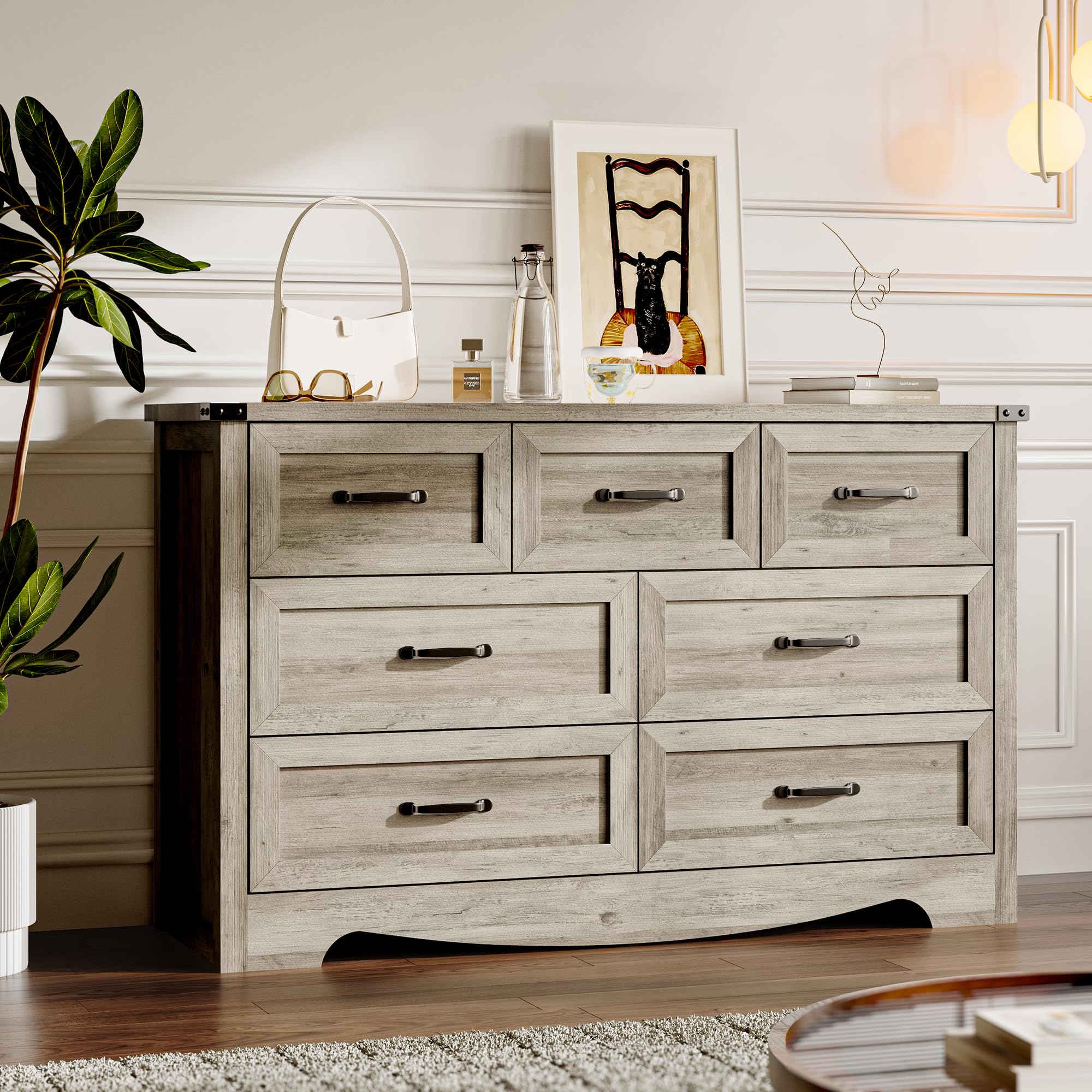 BORNOON 9-Drawer Dresser for Bedroom, Modern Wooden Chest of Drawers with Metal Handles, Anti-Tipping Design, Sturdy and Stable Storage Organizer for Living Room, Entryway, Home Office
