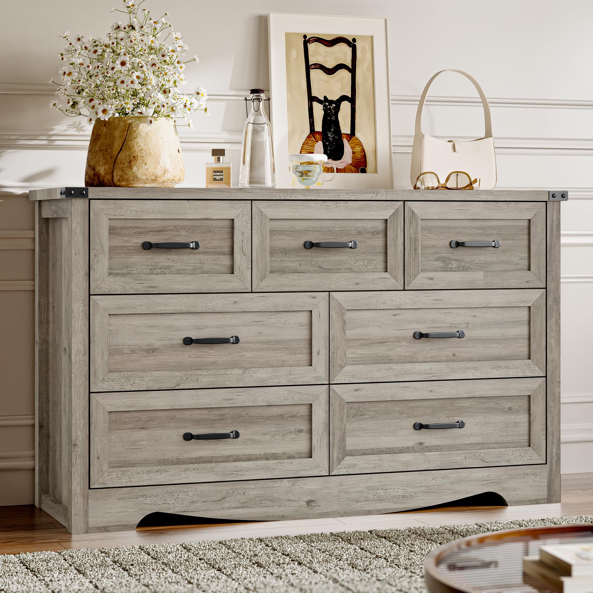 BORNOON 9-Drawer Dresser for Bedroom, Modern Wooden Chest of Drawers with Metal Handles, Anti-Tipping Design, Sturdy and Stable Storage Organizer for Living Room, Entryway, Home Office